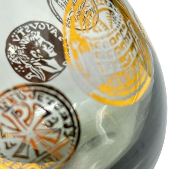 Federal Glass Roman Coin Roly Poly Smoky Lowball Cocktail Glasses MCM - Picture 8 of 13